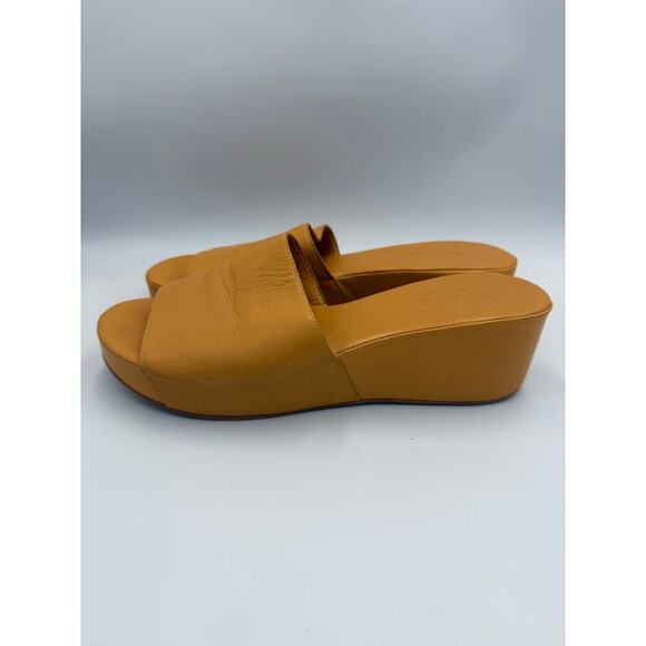 Garnet Hill Yellow Leather Wedge Sandal Made in Italy 11 - Picture 3 of 9